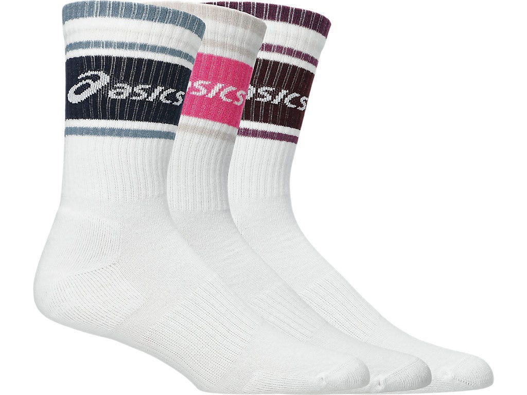 3 PACK ASICS LOGO CREW SOCK - Dark Aubergine/Bubblegum/Midnight